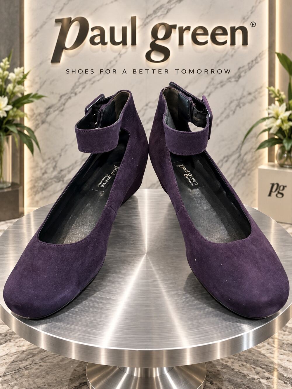 Paul Green Chantel Violet Suede Ankle Strap Ballet Flats Women’s US 11.5